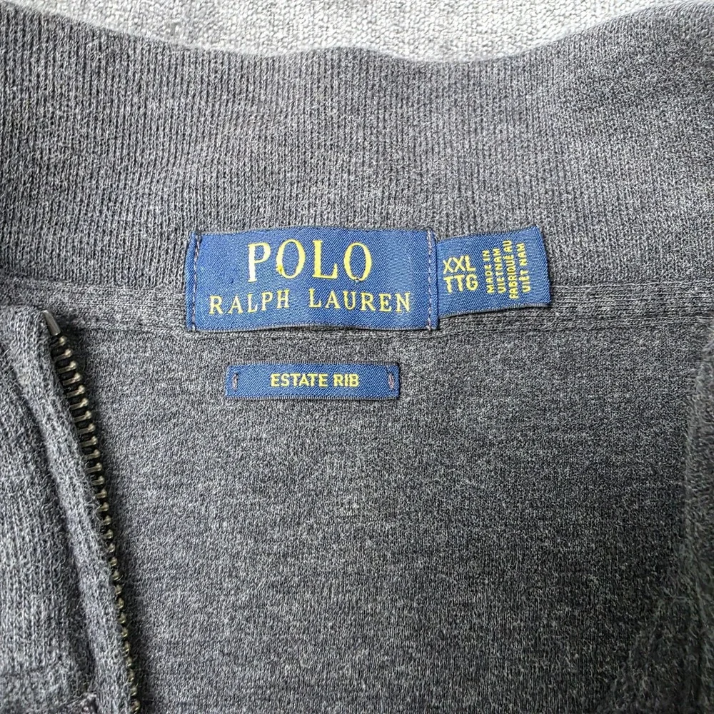 Polo Ralph Lauren Sweater Mens XXL Gray 1/4 Zip Estate Rib Flesh Pony Boxy 2XL